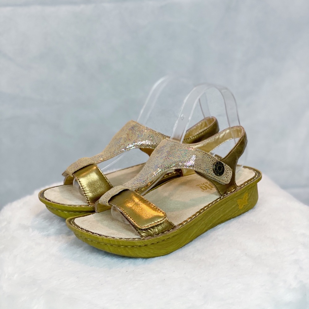 Alegria Kendra Gold Leather Sandals - Picture 3 of 8